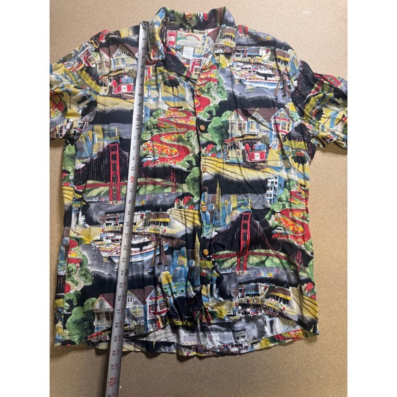 Paradise Found Honolulu Hawaii Scenic Print Rayon Hawaiian Shirt Mens Large - Picture 6 of 8